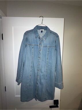 Target Light Blue Denim Button-Front Long Sleeve Dress